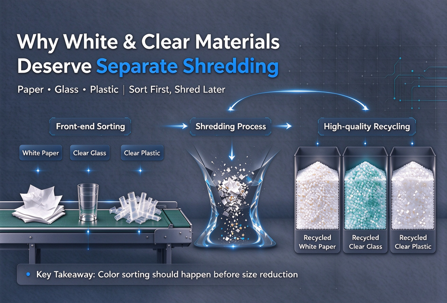 Why Sort White and Clear Paper, Glass, and Plastics Before Shredding?